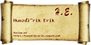 Huszárik Erik névjegykártya